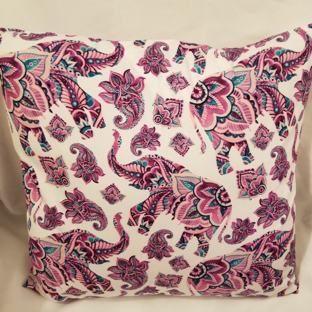 Colorful Elephant Covered Pillow